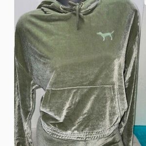 VICTORIA'S SECRET PINK VELVET PULLOVER HOODIE